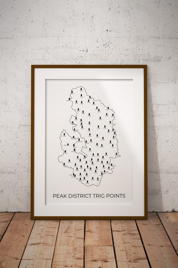 88 Peak District Trig Points dark art print in a picture frame
