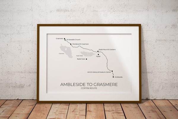 Ambleside to Grasmere Coffin Route art print in a picture frame