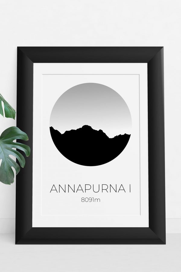 Annapurna I silhouette art print in a picture frame