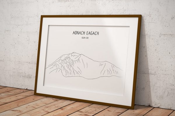 Aonach Eagach line art print in a picture frame