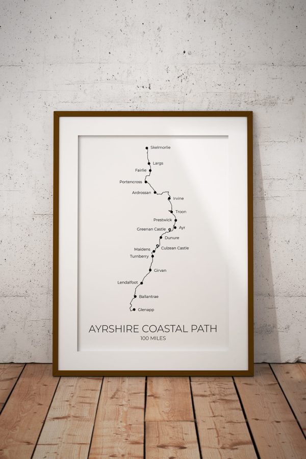 Ayrshire Coastal Path art print in a picture frame