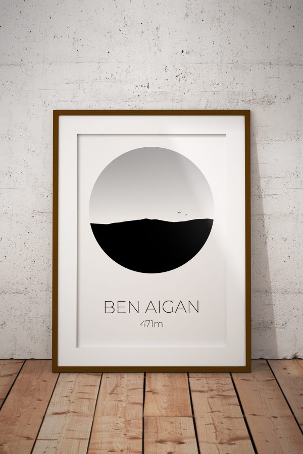 Ben Aigan silhouette art print in a picture frame