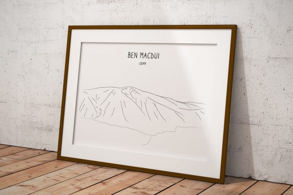 Ben Macdui line art print in a picture frame
