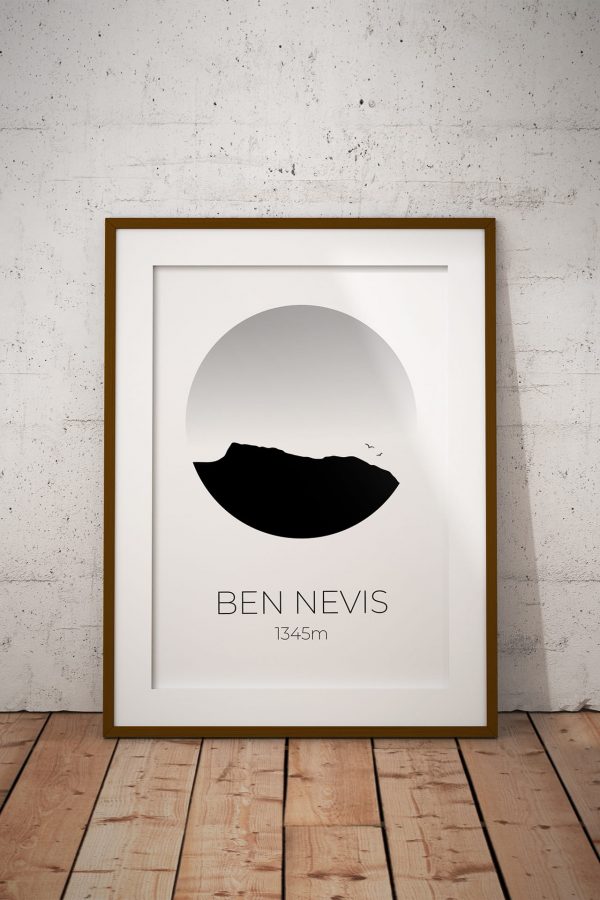 Ben Nevis art print in a picture frame