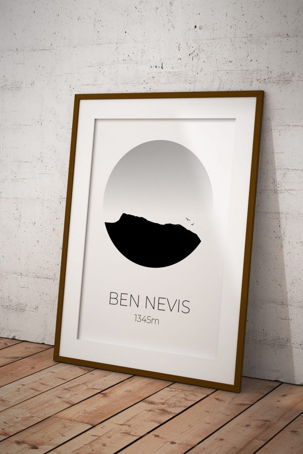 Ben Nevis art print in a picture frame