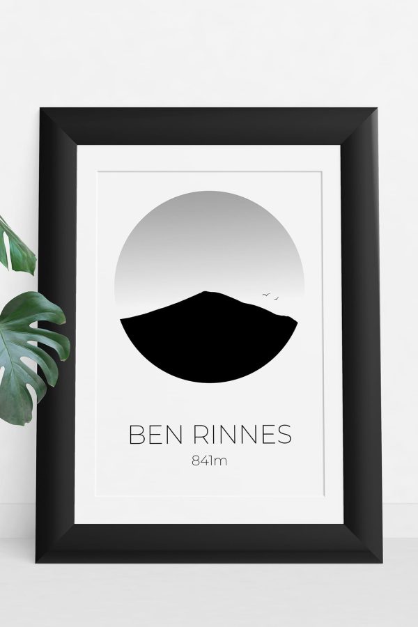 Ben Rinnes silhouette art print in a picture frame