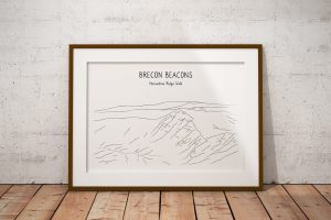 Brecon Beacons Horseshoe line art print in a picture frame