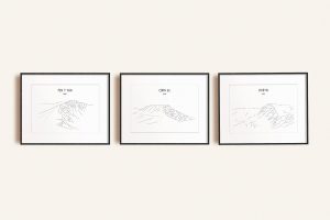 Brecon Beacons set of three line art prints in picture frames
