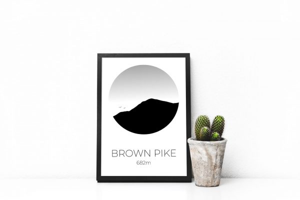 Brown Pike silhouette art print in a picture frame