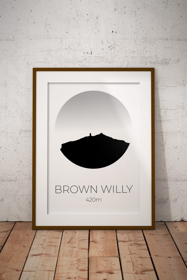 Brown Willy silhouette art print in a picture frame