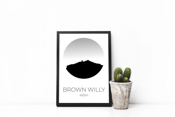 Brown Willy silhouette art print in a picture frame