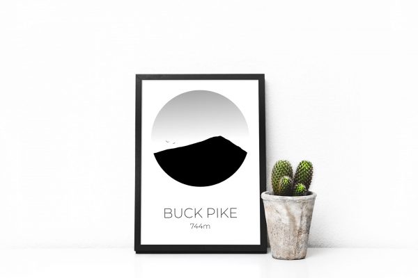 Buck Pike silhouette art print in a picture frame