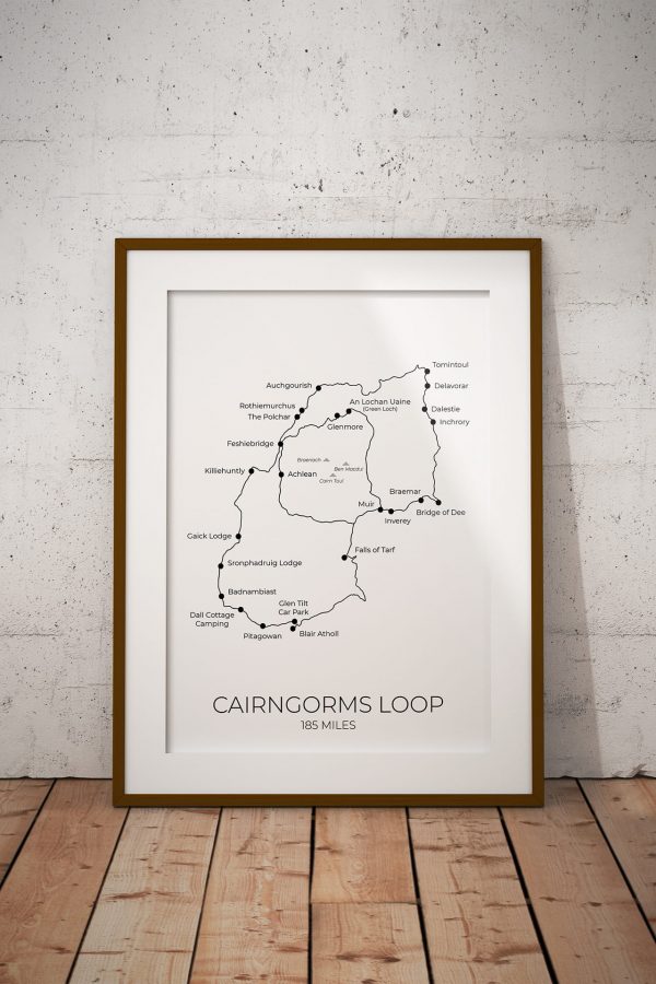 Cairngorms Loop art print in a picture frame