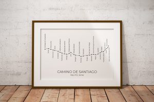 Camino de Santiago art print in a picture frame