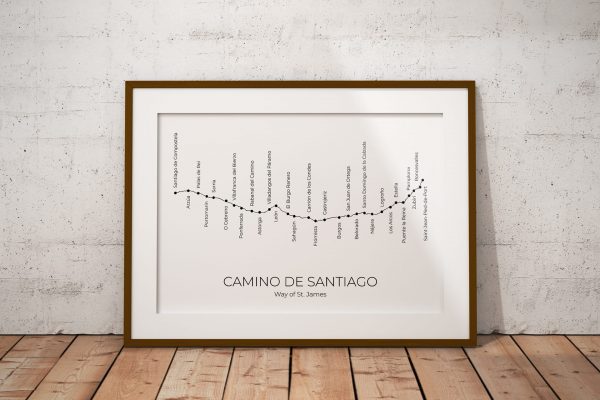 Camino de Santiago art print in a picture frame
