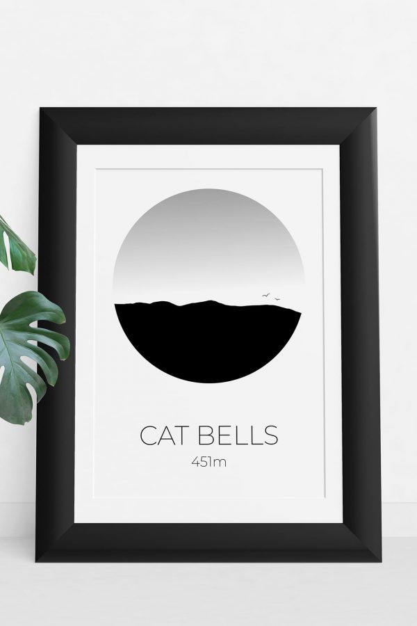 Cat Bells art print in a picture frame