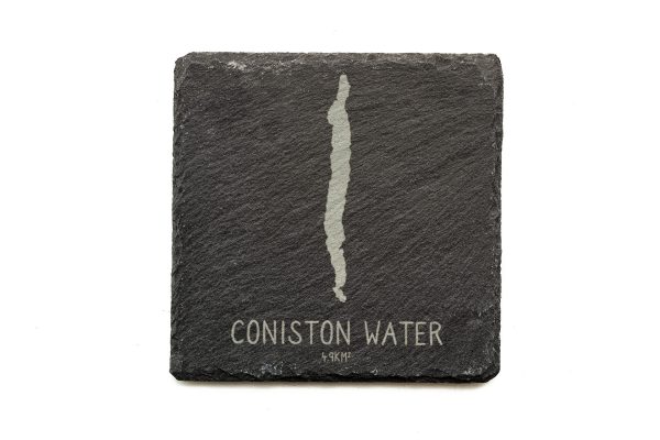 Coniston Water Shaded Slate Coaster Square