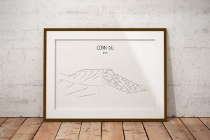 Corn Du line art print in a picture frame