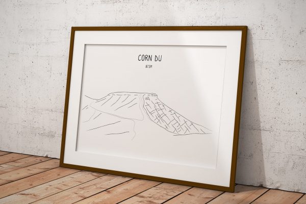Corn Du line art print in a picture frame