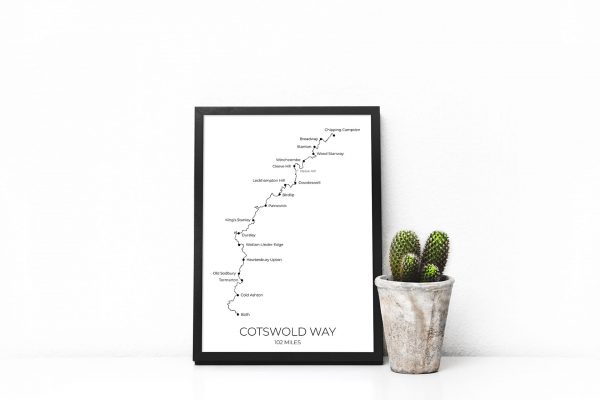 Cotswold Way art print in a picture frame