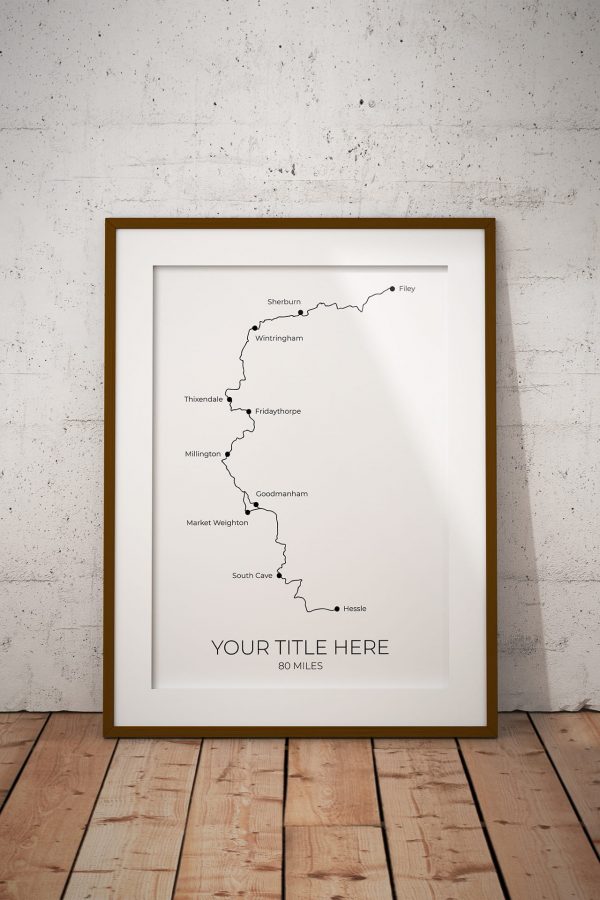 Custom GPX route print in a picture frame