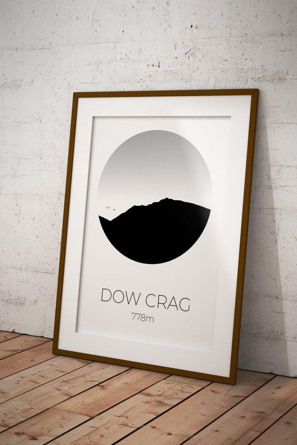 Dow Crag silhouette art print in a picture frame