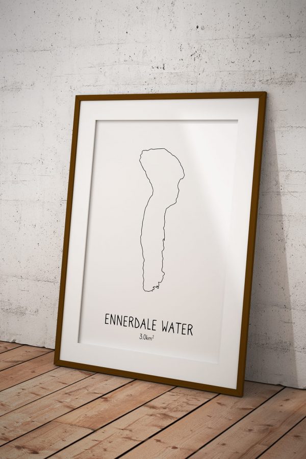 Ennerdale Water line art print in a picture frame