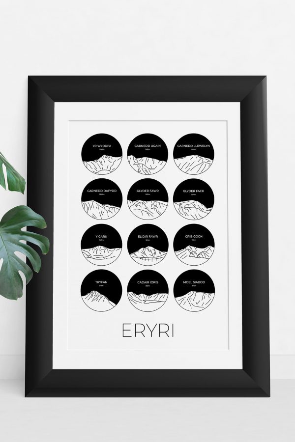 Eryri collage art print in a picture frame