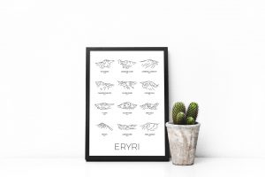 Eryri group line art print in a picture frame