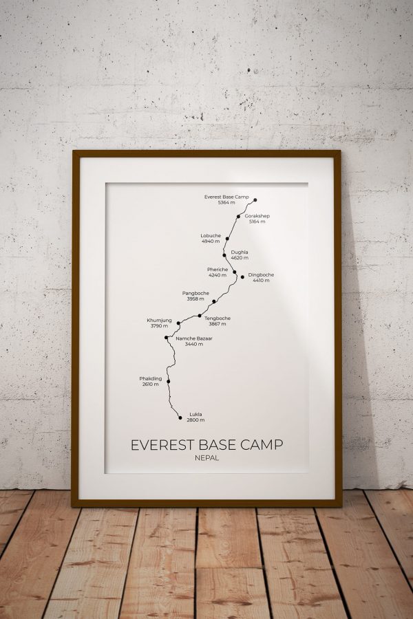 Everest Base Camp Trek art print in a picture frame