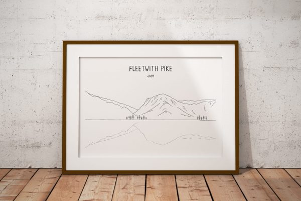 Fleetwith Pike line art print in a picture frame