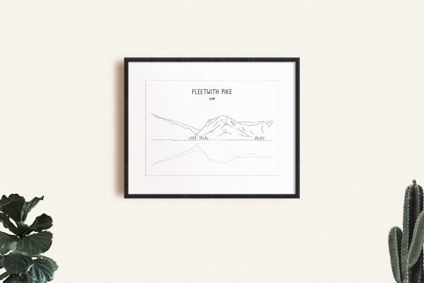 Fleetwith Pike line art print in a picture frame