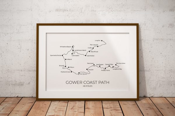 Gower Coast Path art print in a picture frame