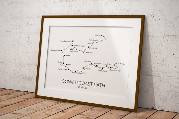 Gower Coast Path art print in a picture frame