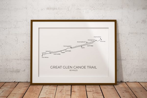 Great Glen Canoe Trail art print in a picture frame