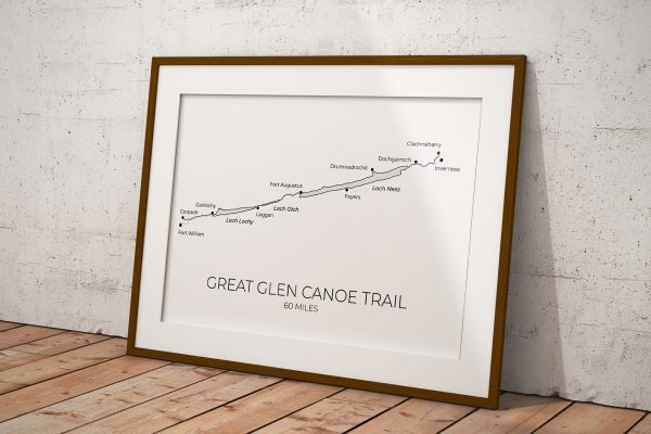 Great Glen Canoe Trail art print in a picture frame
