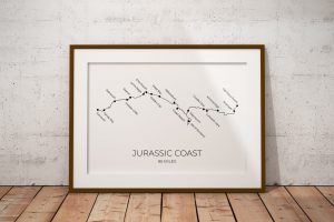 Jurassic Coast art print in a picture frame
