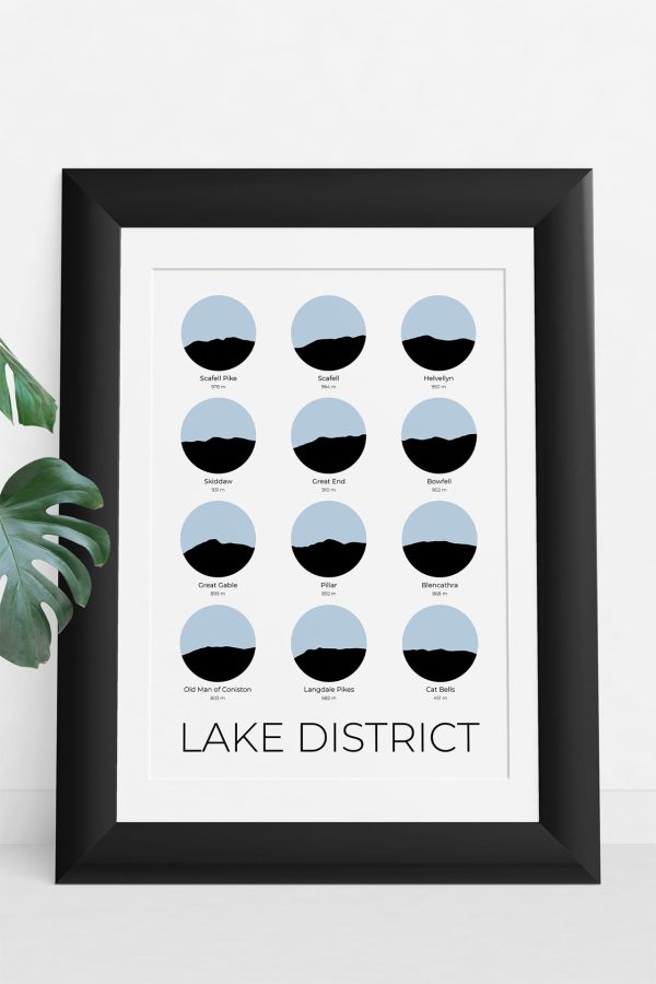 Lake District Colour Silhouette Art Print in a picture frame