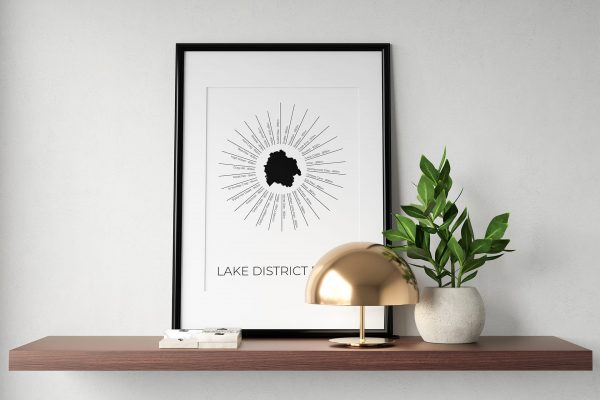 Lake District Fells art print in a picture frame
