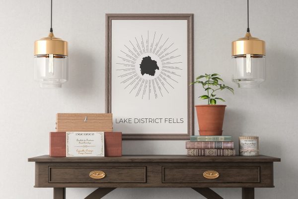 Lake District Fells art print in a picture frame