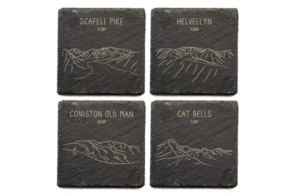 Lake District Mountains Set of 4 Slate Coasters