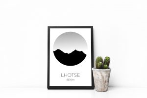 Lhotse silhouette art print in a picture frame
