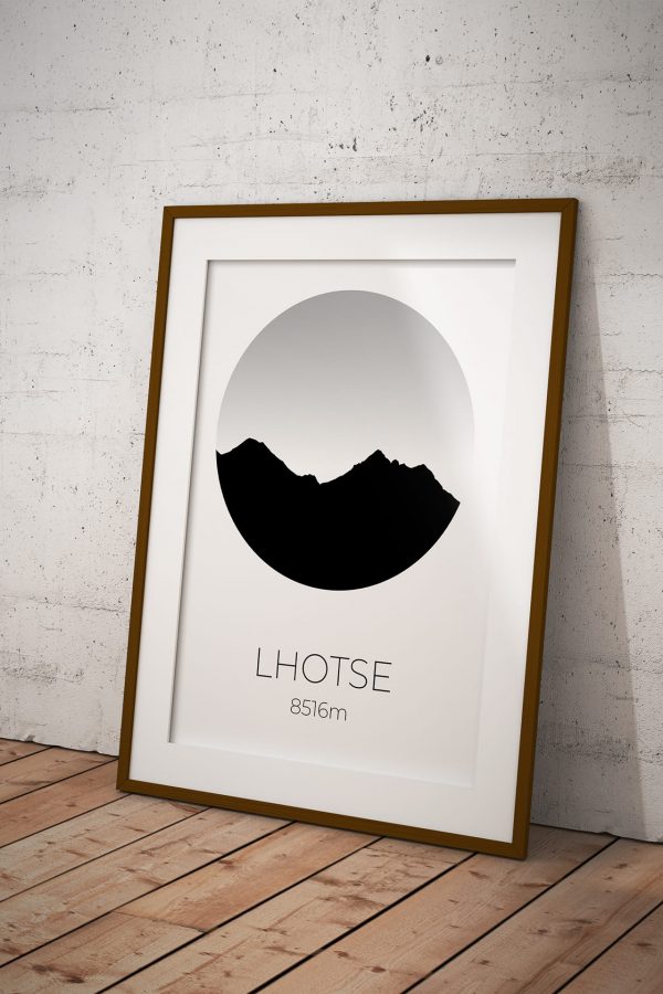 Lhotse silhouette art print in a picture frame