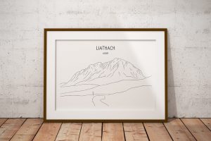 Liathach line art print in a picture frame