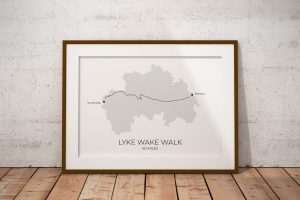 Lyke Wake Walk shaded art print in a picture frame
