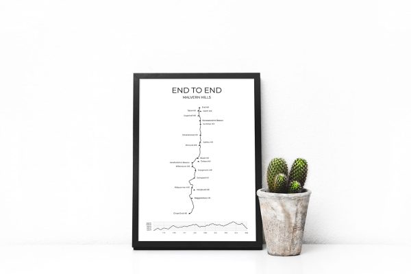 Malvern Hills End to End walk art print in a picture frame