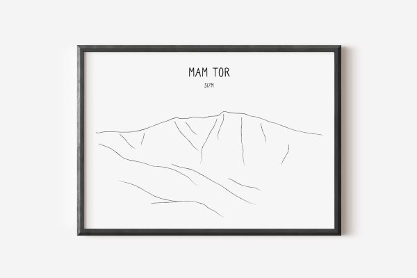 Mam Tor line art print in a picture frame
