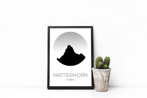 Matterhorn Circle Silhouette art print in a picture frame