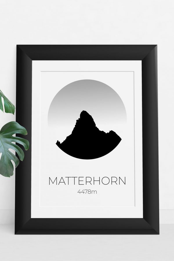 Matterhorn Circle Silhouette art print in a picture frame
