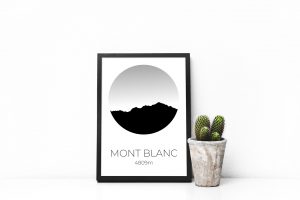 Mont Blanc Circle Silhouette art print in a picture frame
